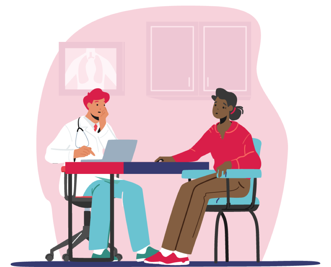 Image of patient and doctor in consultation room 