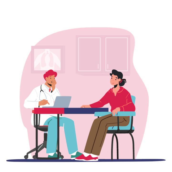 Image of patient and doctor in consultation room 